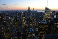 New York City Top Of The Rock 14A South Midtown To Empire State Building To Financial District, Bank of America Tower After Sunset.jpg